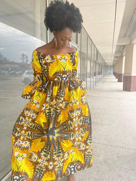 African yellow dress sale
