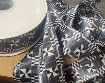 White and black African print ribbon african Ankara kente 3 yards ribbon Ankara ribbon kente ribbon african clothing African print