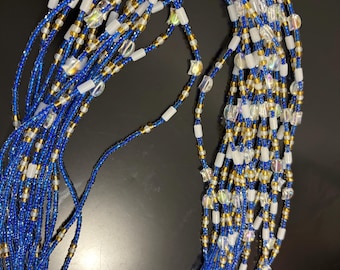 African Waist Beads, African WaistBead, Belly Bead, Luxe WaistBeads- Handmade luxury waistbead,  Body Jewelry 52”  tie on
