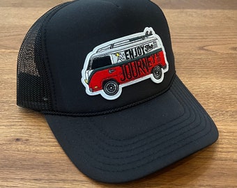Enjoy The Journey Camper Van Black Trucker Hat