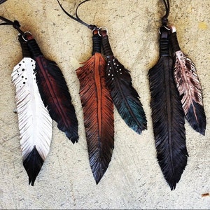 Hand Tooled Leather Feather keychain