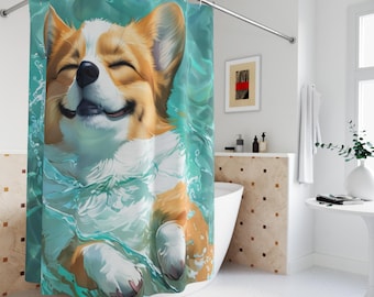 Corgi Shower Curtain: Fun Pet Decor - Dog Lover Gift