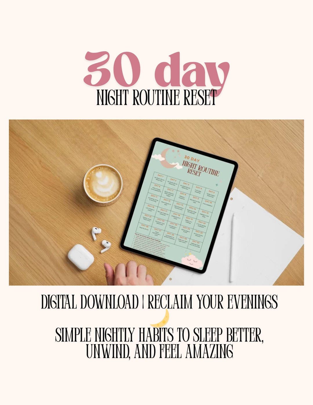 30-day Night Routine Reset | Digital Download | Evening Habits, Self ...