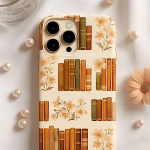 Book Lover&#39;s Phone Case, Floral Vintage Book Design, Nature Inspired Mobile Cover, Literary Gift for Readers, Bookshelf Aesthetic
