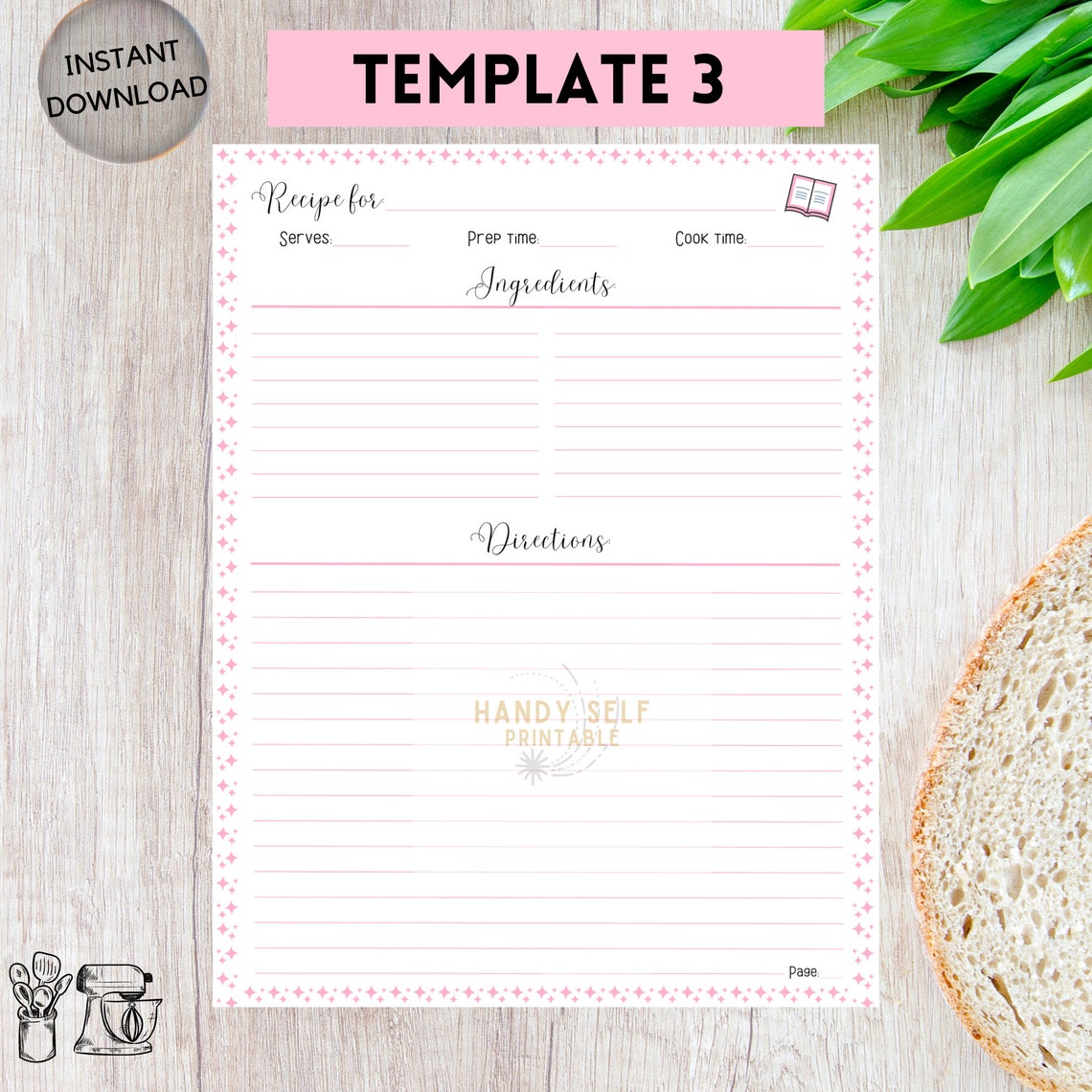 Printable Recipe Book Blank Templates Digital Download Pdf Etsy