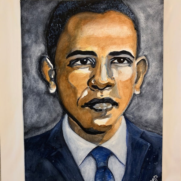 Portrait Obama à l'aquarelle