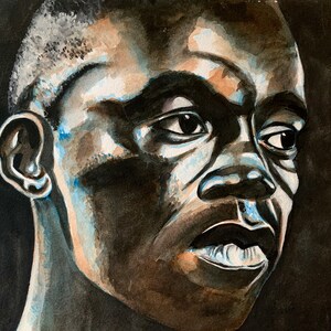 Portrait aquarelle afro-americain "Blues"