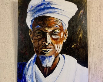 acrylic portrait on wood "the wise"