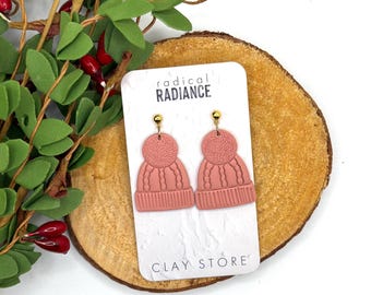 Pink Beanie Dangle Earrings