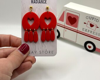 Red Heart Valentine Dangle Earrings