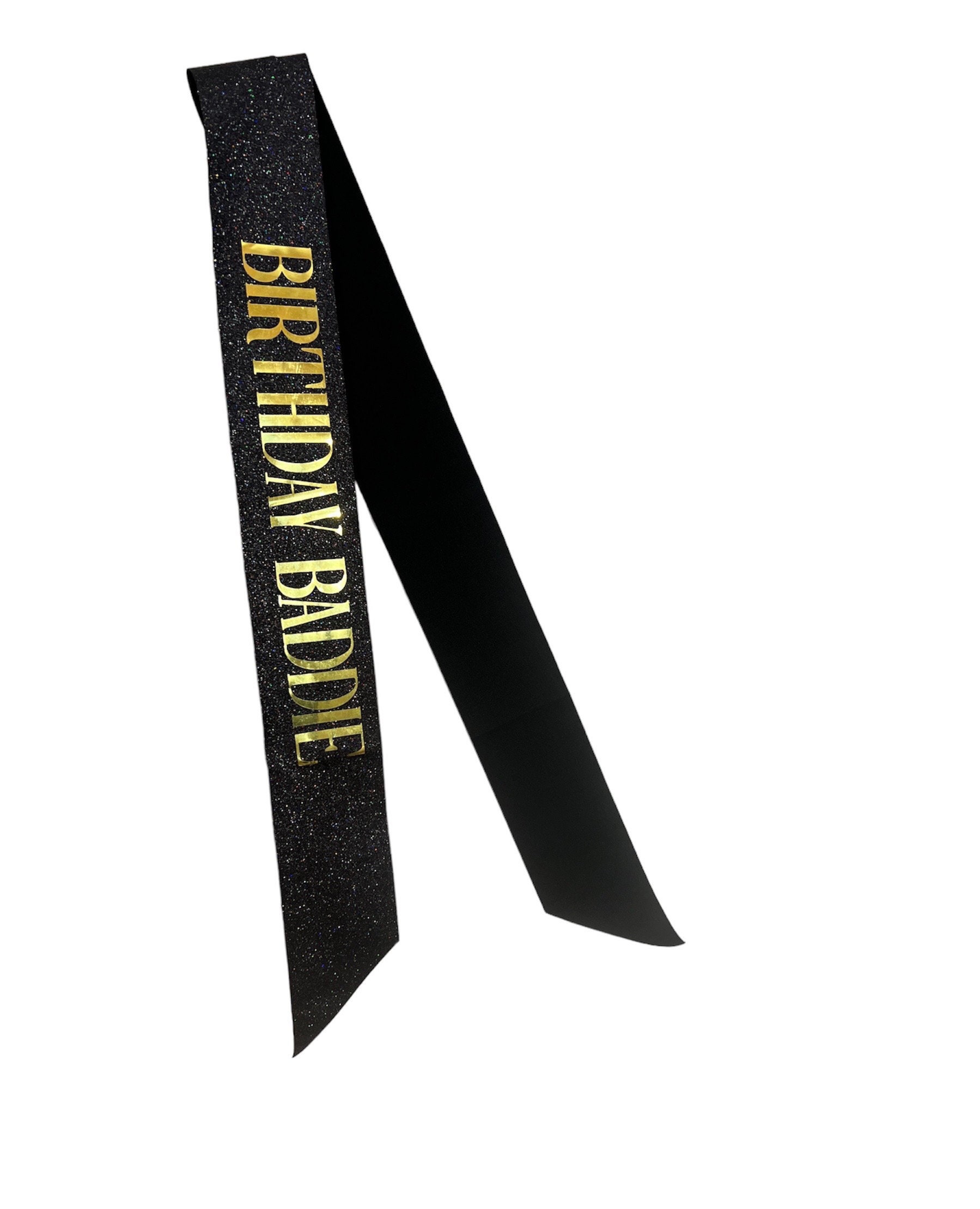 Birthday Baddie Sash Black Glitter & Gold Foil party Favor - Etsy