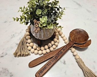 Engraved Wooden Cooking Utensils – Set of 2, Personalized Utensils for Kitchen, Gift, Housewarming, Wedding, Holiday