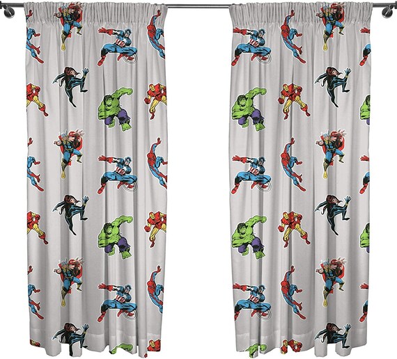 x 54in MARVEL COMICS CROP READYMADE CURTAINS SUPERHEROES 66in 137cm 168cm 