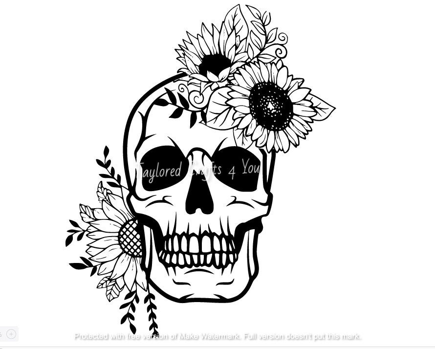 Sunflower Skull SVG - Etsy