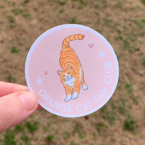 Orange cat fan club sticker - vinyl sticker - cat sticker - laminated decal