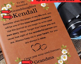 Personalized Teen Girl Journal. Leather Journal Graduation, Christmas Present, Sweet 16 Granddaughter, Daughter or Niece Keepsake