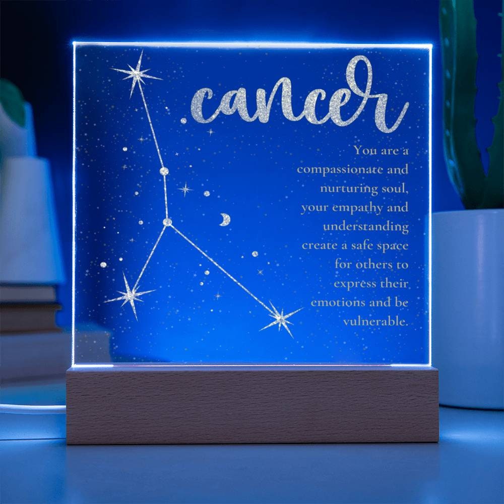 Cancer Acrylic Zodiac Sign Home Decor Night Light W/multiple Etsy