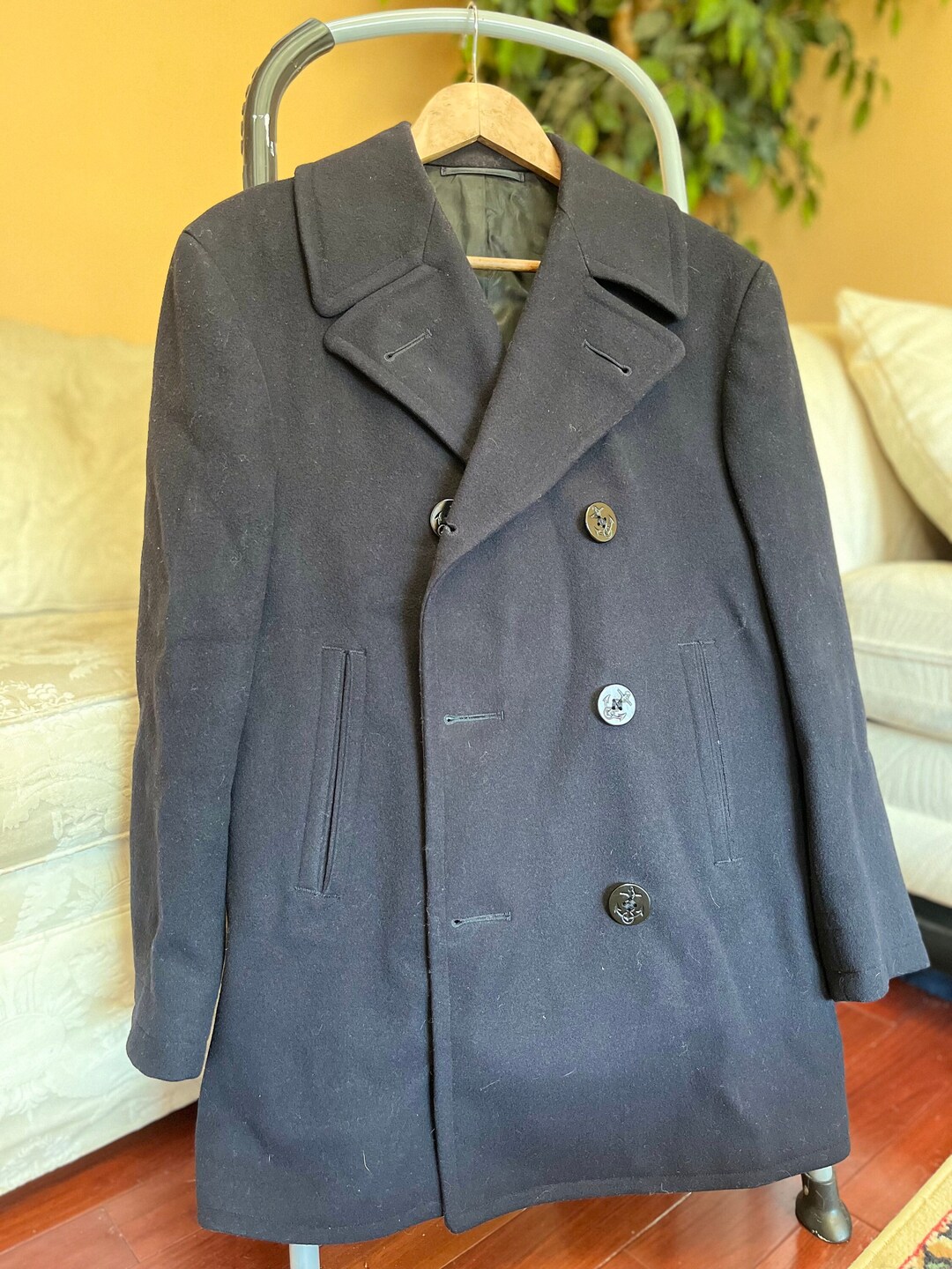 Valentino★素敵！Black Embroidered Patch/Poem Pea Coat NWT Valentino Black Embroidered Patch/Poem Pea Coat/Jacket