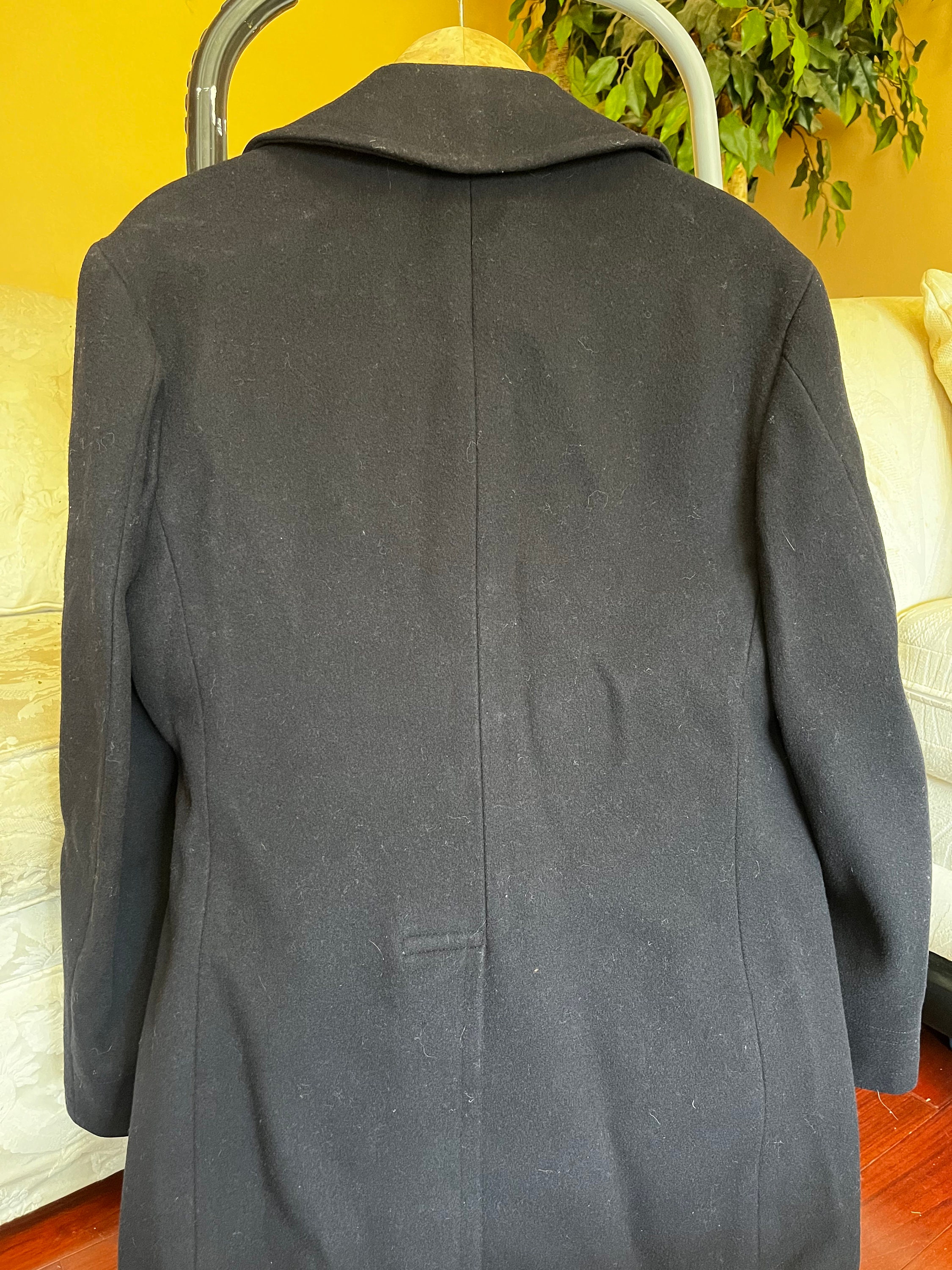 VINTAGE US NAVY NRG HEAVY WOOL PEACOAT PEA JACKET DOUBLE BREASTED 36” S