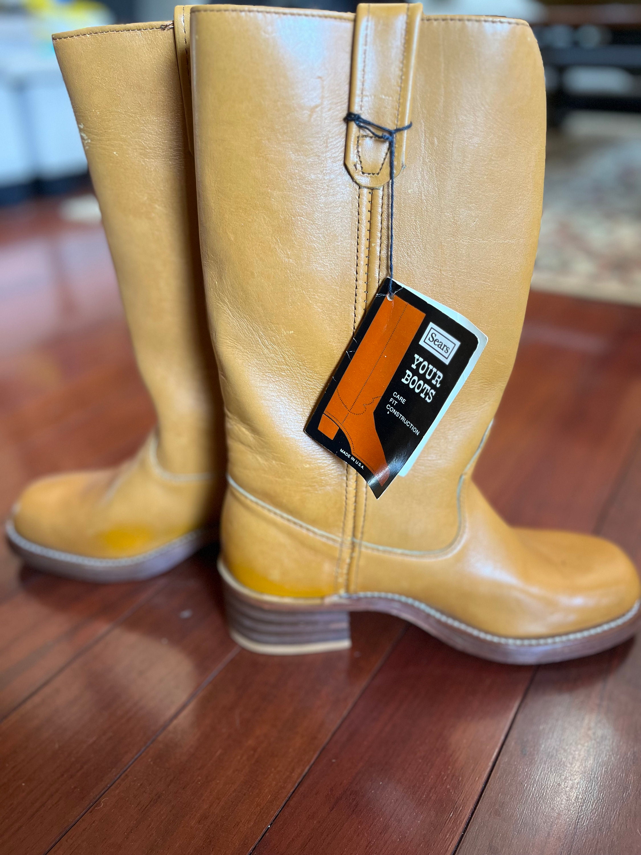 Vintage NOS Sears Campus boots 7.5D Harness leather