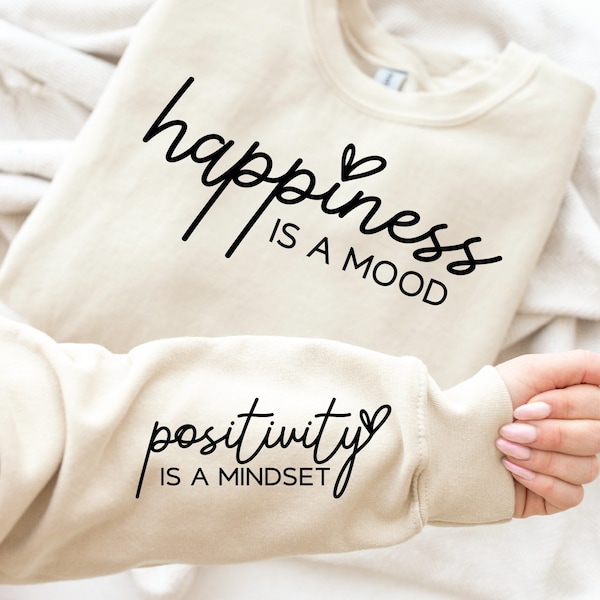 Happiness Is A Mood Positivity Is A Mindset svg png, boho inspirational sleeve SVG, positivity quote svg, daily affirmations png, uvdtf