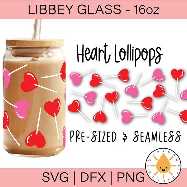 Libbey Heart Lollipop SVG 16oz, Libbey Glass 16oz SVG, Libbey SVG, heart svg, Valentine Libbey svg, Lollipop Libbey svg, Glassware svg