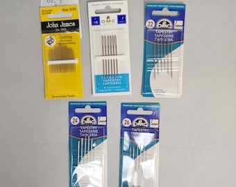 Tapestry Needles, Set #3 -- sizes 18, 22, 24, 26, plus Quilting needles size 5/10