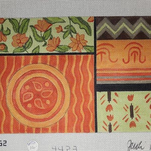 Design abstrato em laranja - Tela exclusiva de bordado pintado à mão