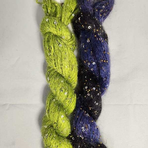 Beaded Mohair Silk and Sequins yarn, various colors