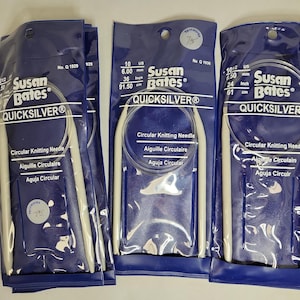 Susan Bates Quicksilver circular Knitting Needles - various sizes and lengths