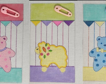 Anuncio de nacimiento, lienzo único pintado a mano con bordado - tres diseños