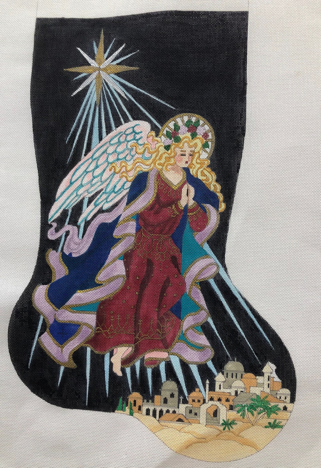 Needlepoint Christmas Stocking Angel in Midnight Sky zweigart Etsy