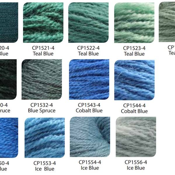 Paternayan Persian Wool Needlepoint and Tapestry Yarn - Blue Teal Spruce Cobalt Ice