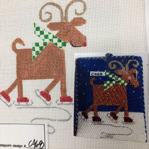 Christmas Ornament - "Skater's Waltz" - Unique Handpainted Needlepoint Canvas