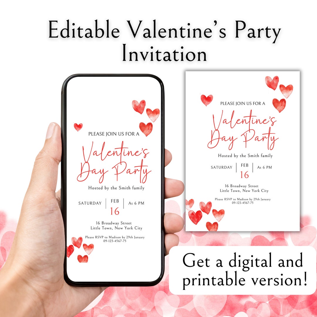 Valentines Day Invitation Valentines Day Invite Editable Invitation ...
