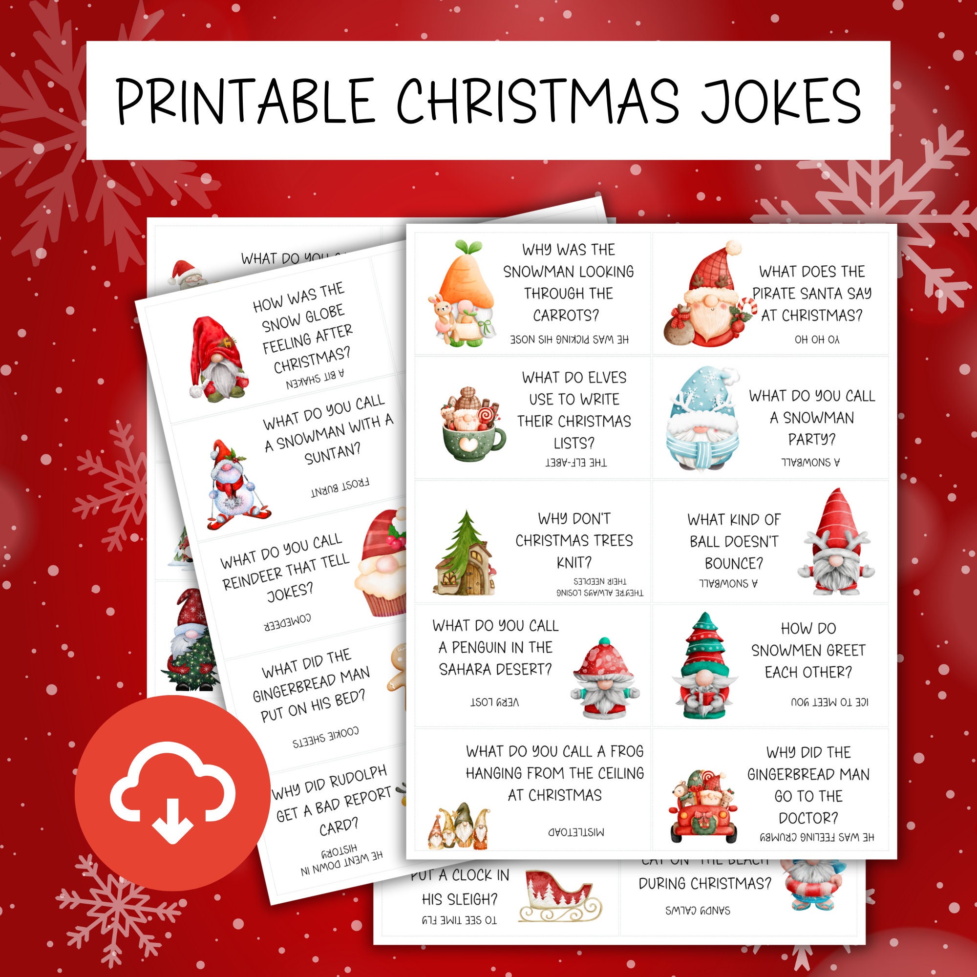 Christmas Advent Countdown Joke Advent Cards Christmas Puns Christmas Advent Calendar Cards Daily Christmas Joke Cards Christmas Printable - Etsy