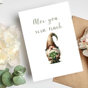Aloe You Vera Mucho Tarjeta Linda Tarjeta de San Valentín Amantes de las Plantas Tarjeta Linda Tarjeta de Aniversario Tarjeta Suculenta Aloe Vera Pun Novio Novia