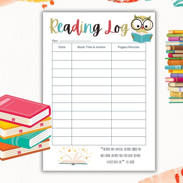 Book Tracker For Kids Reading Chart Printable Kids Reading Log School Reading Log Reading Log For Kids Book Tracker Printable Owl Print