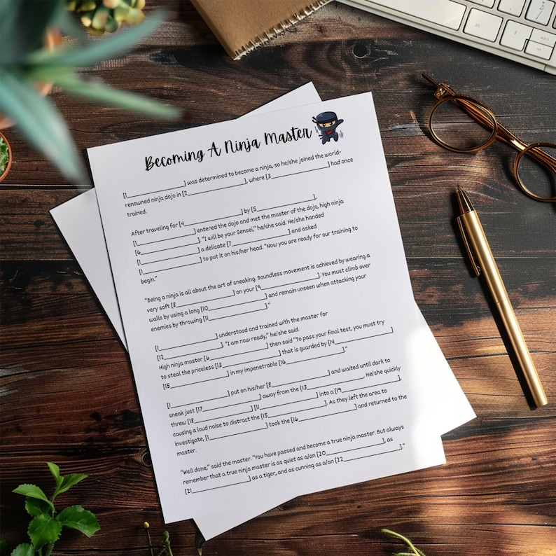 Ninja Mad Libs Printable Party Game for Kids, Sleepover &amp; Classroom Fun - Etsy