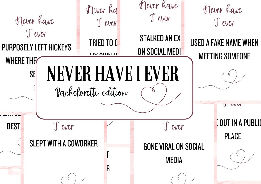 Never Have I Ever Bachelorette Party Game Hens Party Game - Etsy