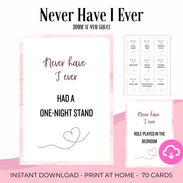 Never Have I Ever Bachelorette Party Game Bachelorette Drinking Games Hens Party Game Girls Night Games Printable Games Digital Download