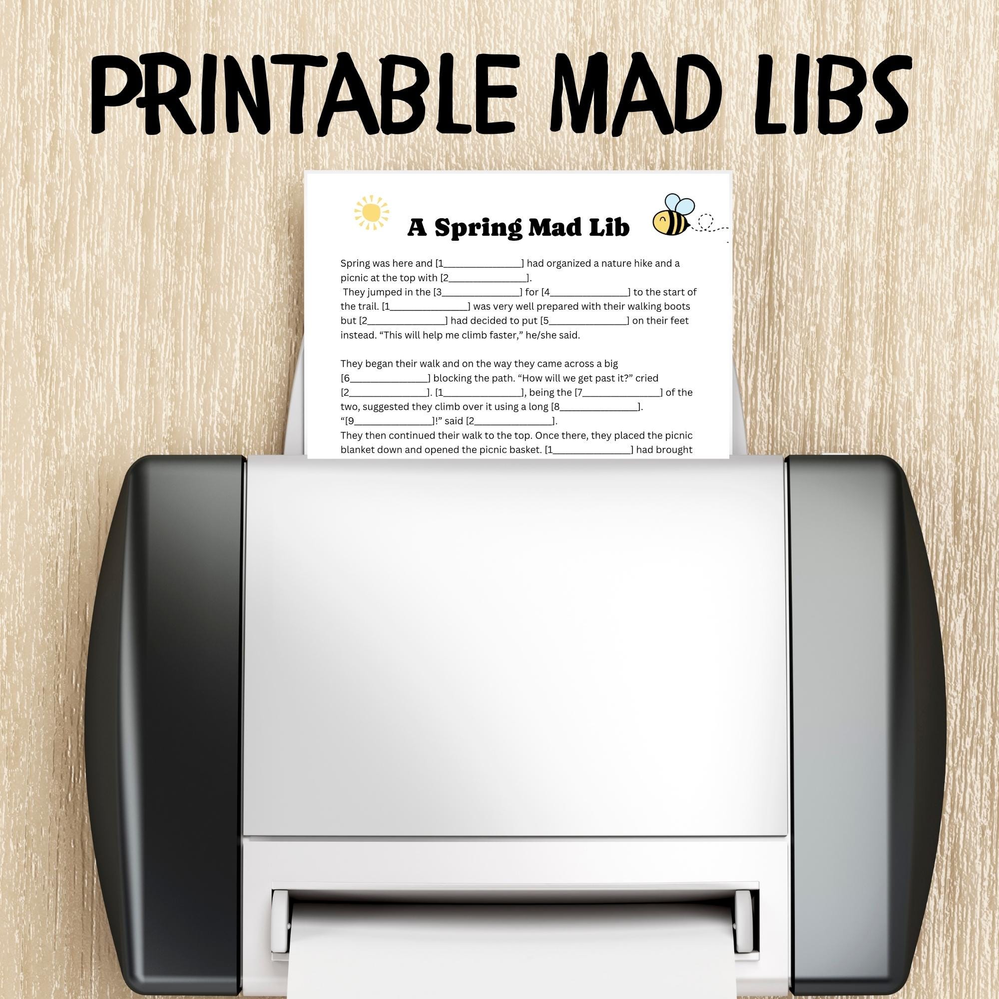 Spring Mad Libs Style Story Game – Printable Spring Fill-in-the-blanks ...