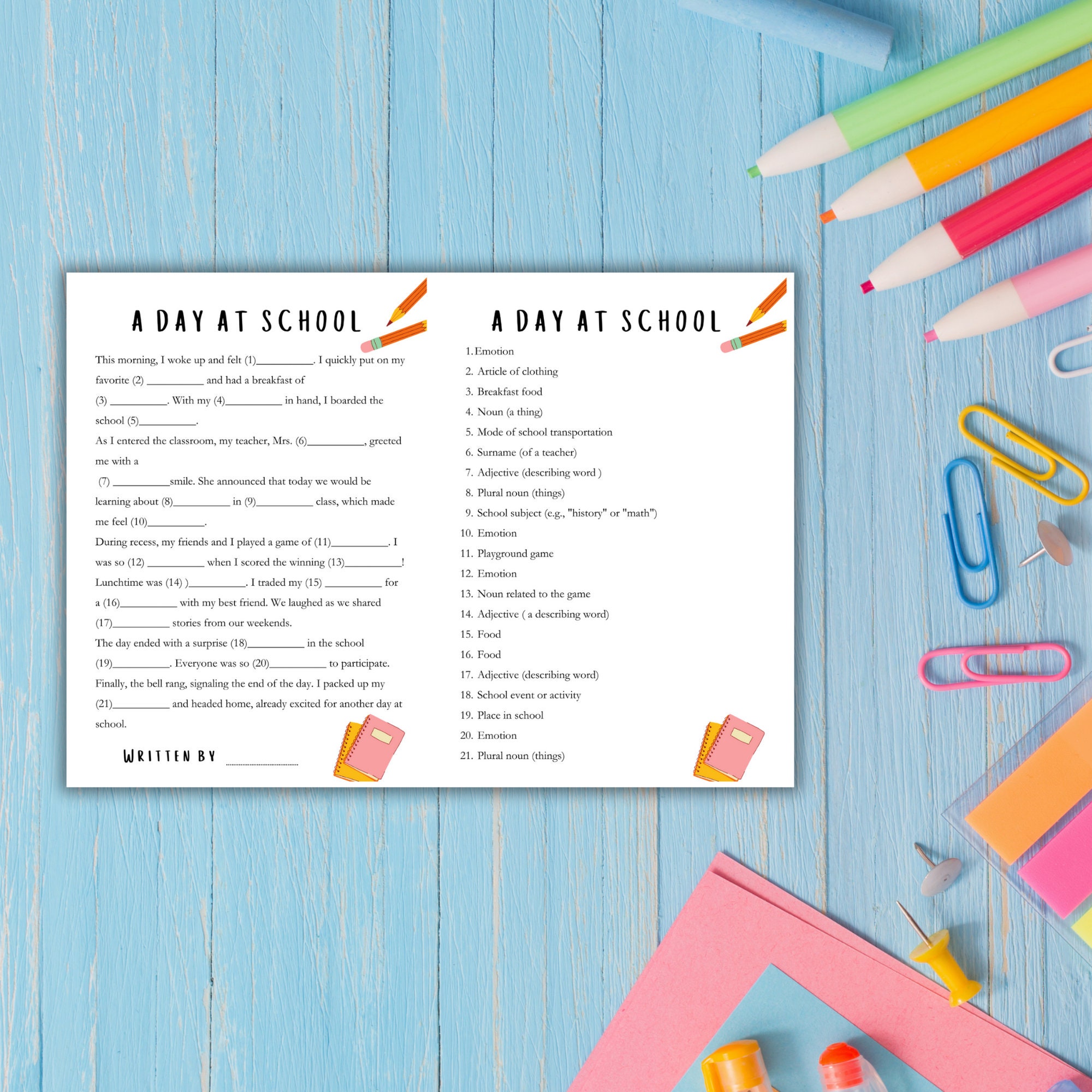 Mad Libs for Kids Classroom Game Classroom Activity Printable Classroom ...