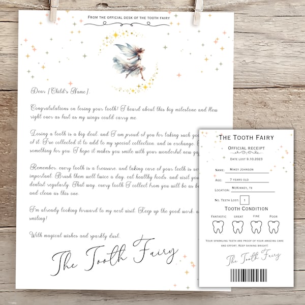 Tooth Fairy Letter Letter From Tooth Fairy Tooth Fairy Note Tooth Fairy Receipt Editable Letter From Tooth Fairy Receipt From Tooth Fairy