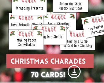 Charades de Noël Jeu de charade de Noël Jeu de groupe de Noël Jeu de Noël amusant Jeu de Noël imprimable Jeu de famille de Noël