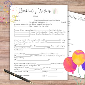 Verjaardag Mad Libs Verjaardag Madlib Madlib Spel Grappig printbaar Madlib