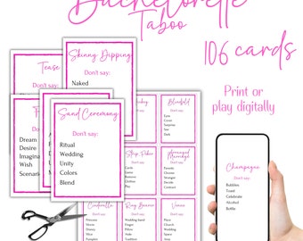 Bachelorette Taboo Hen Party Games Bridal Shower Games Printable Games Bachelorette Weekend Bachelorette Game Bachelorette Games