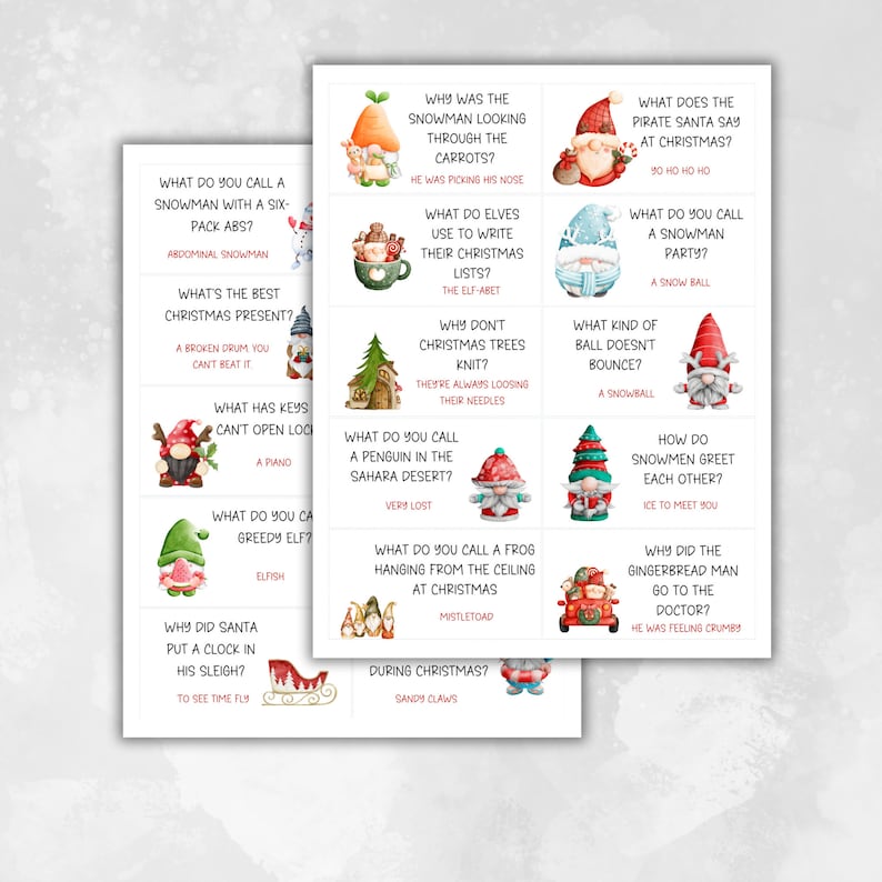 Cartes de l'Avent Noël avec compte à rebours et blagues Jeux de mots de Noël Cartes de Noël avec calendrier de l'Avent Cartes de Noël avec blagues quotidiennes Noël imprimable image 5