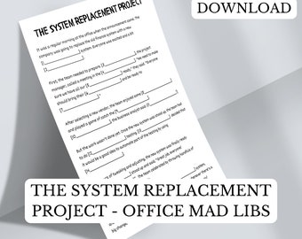 Office Team Building Games #2 Printable Mad Lib System Replacement Office Party Game Black And White Print Instant Download PDF A4