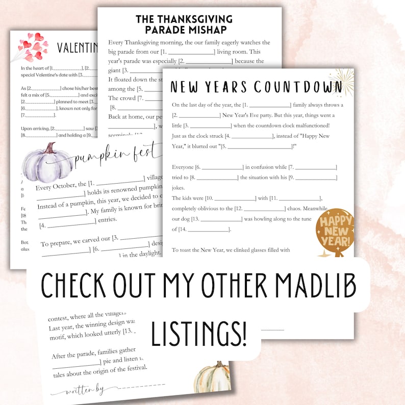 Birthday Mad Libs Birthday Madlib Madlib Game Funny Printable Madlib - Etsy